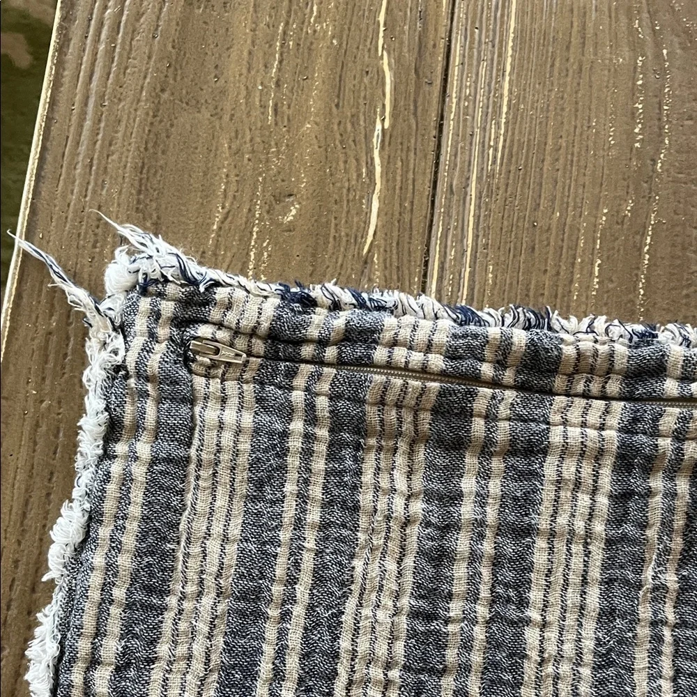 Crate & Barrel Striped Blue and Tan 23x23 Pillow Covers